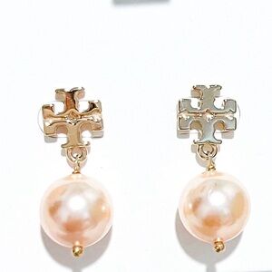Tory Burch rose gold pearl earrings